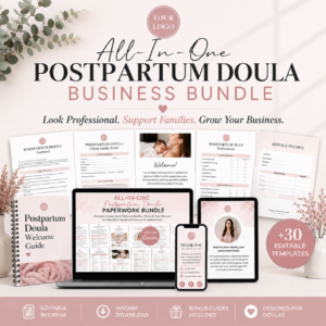 Postpartum Doula Business Bundle | 30+ Editable Templates, Contracts & Client Forms