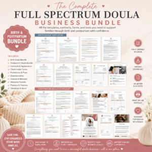 Full Spectrum Doula Business Bundle, Complete Birth & Postpartum Support Toolkit with Editable Canva Templates