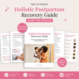 Postpartum Recovery Guide, Doula Handouts, Antenatal Teaching Materials, Prenatal Class Resources (Canva Template + PDF)