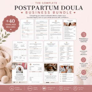 Postpartum Doula Business Bundle | 40+ Editable Templates, Contracts & Client Forms