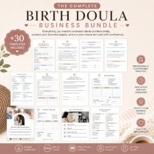 Birth Doula Business Bundle | 30+ Editable Templates, Contracts & Client Forms