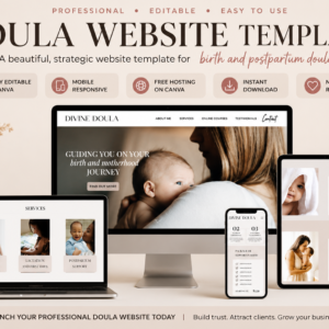 Doula Website Template | Editable Canva Website for Birth & Postpartum Doulas